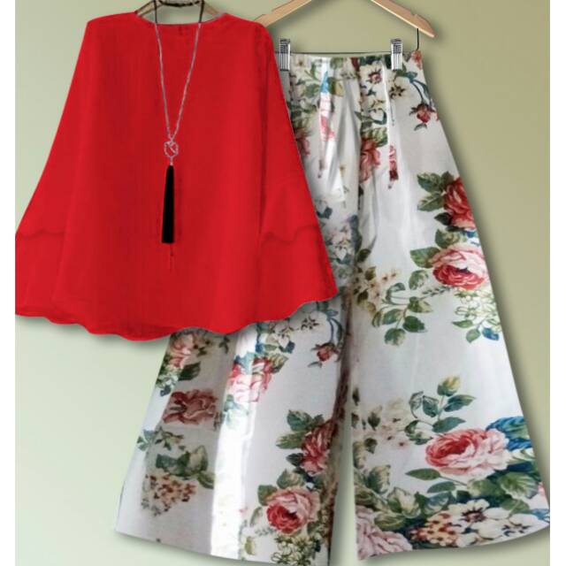 KULOT SET JESSICA blouse celana panjang wanita trompi blus
