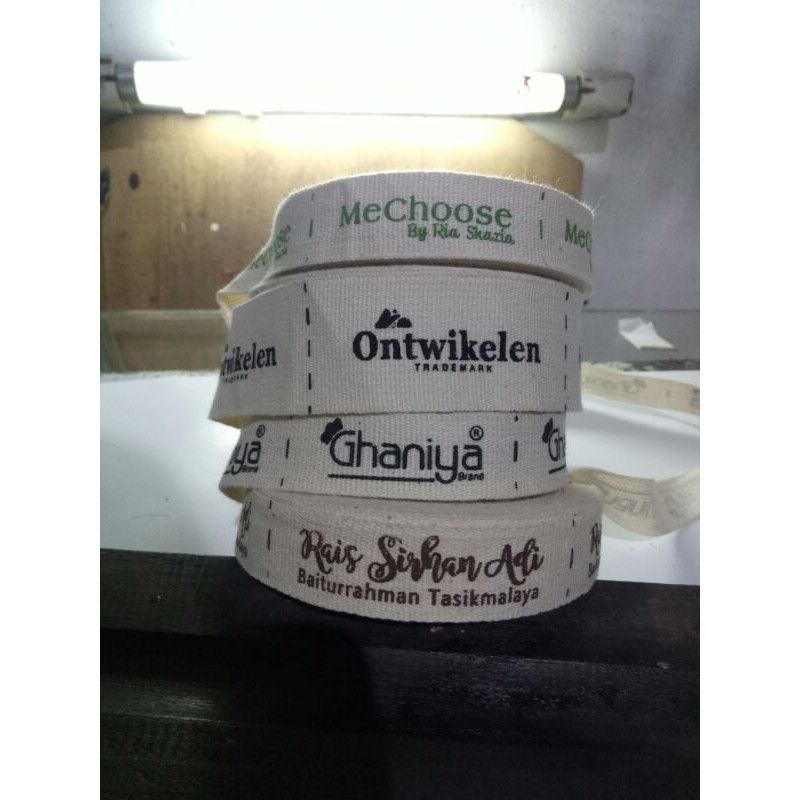 Label Baju/Label Hijab/Label Pakaian Bahan Katun Piterban Bintik/Twilltape 2,5cm Sablon/Alternatif L