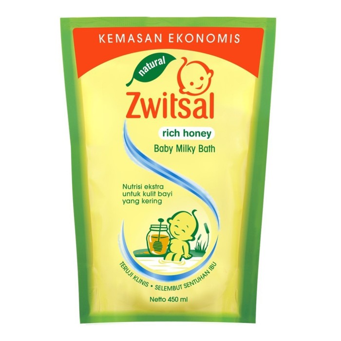 Zwitsal Natural Baby Milky Bath Rich Honey refill 450ml