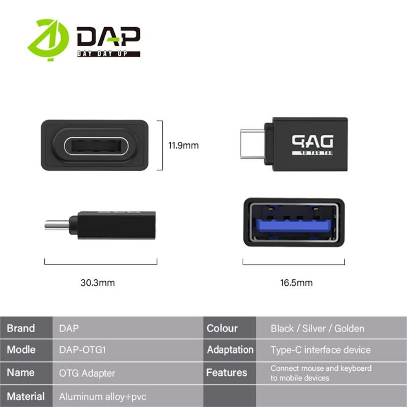 DAP Zinc Alloy USB 3.0 OTG Adapter Type C – OTG1-C