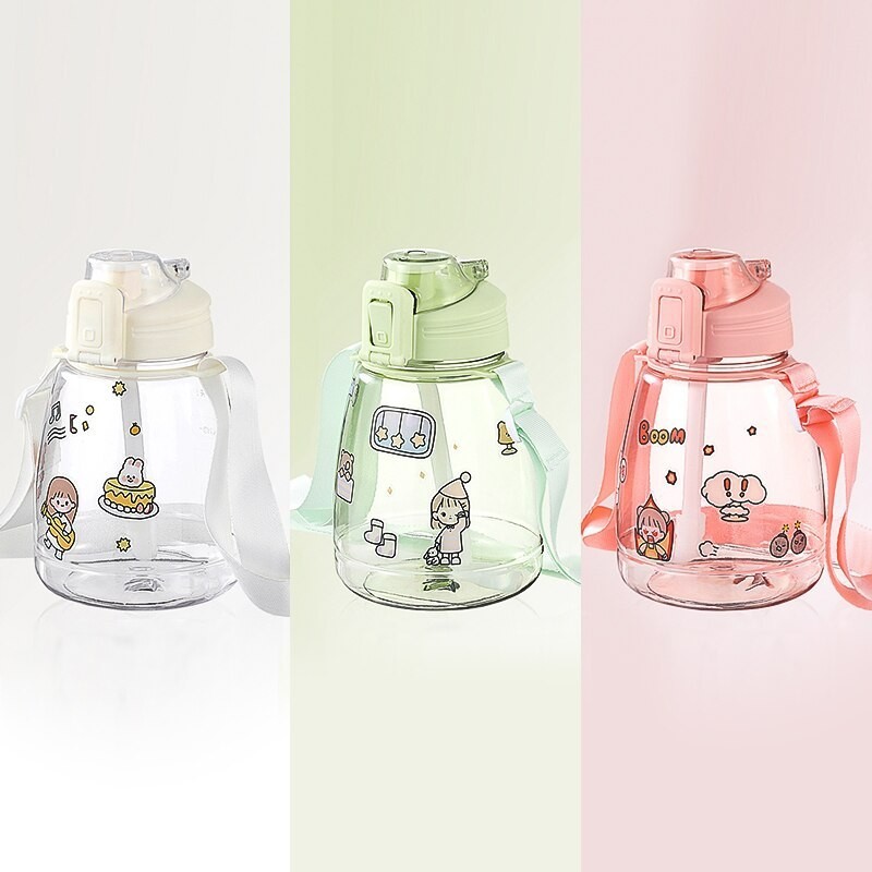 Botol Anak Big Belly Children's Cup Bottle + Stiker / Cangkir Air Minum Jerami Besar 1100 ML - H487