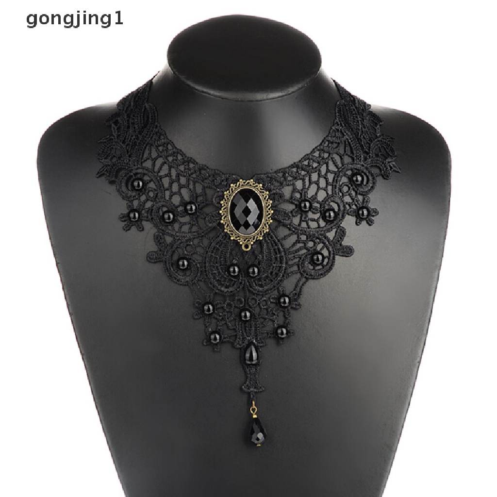 Kalung Choker Bahan Lace Warna Hitam Gaya Gothic Victoria Steampunk Untuk Hadiah