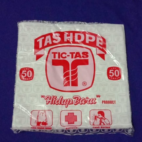 KUALITAS PALING BAIK!!! Kantong Plastik Kresek TIC-TAS HDPE Putih Ukuran 21 - Tanggung (50 Pcs)