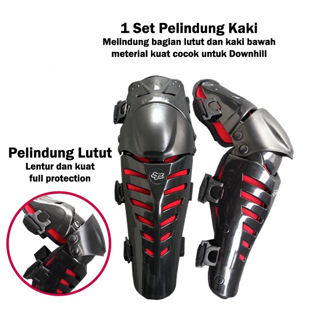 Knee Protector decker hitam merah - pelindung lutut biker - decker motocross touring