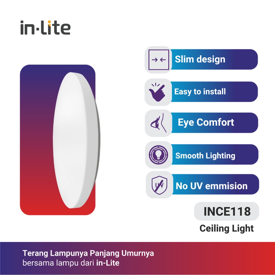Lampu Inlite LED Baret Ceiling Light Series 18 Watt INCE118 - Switch Tuneable / 3 Warna