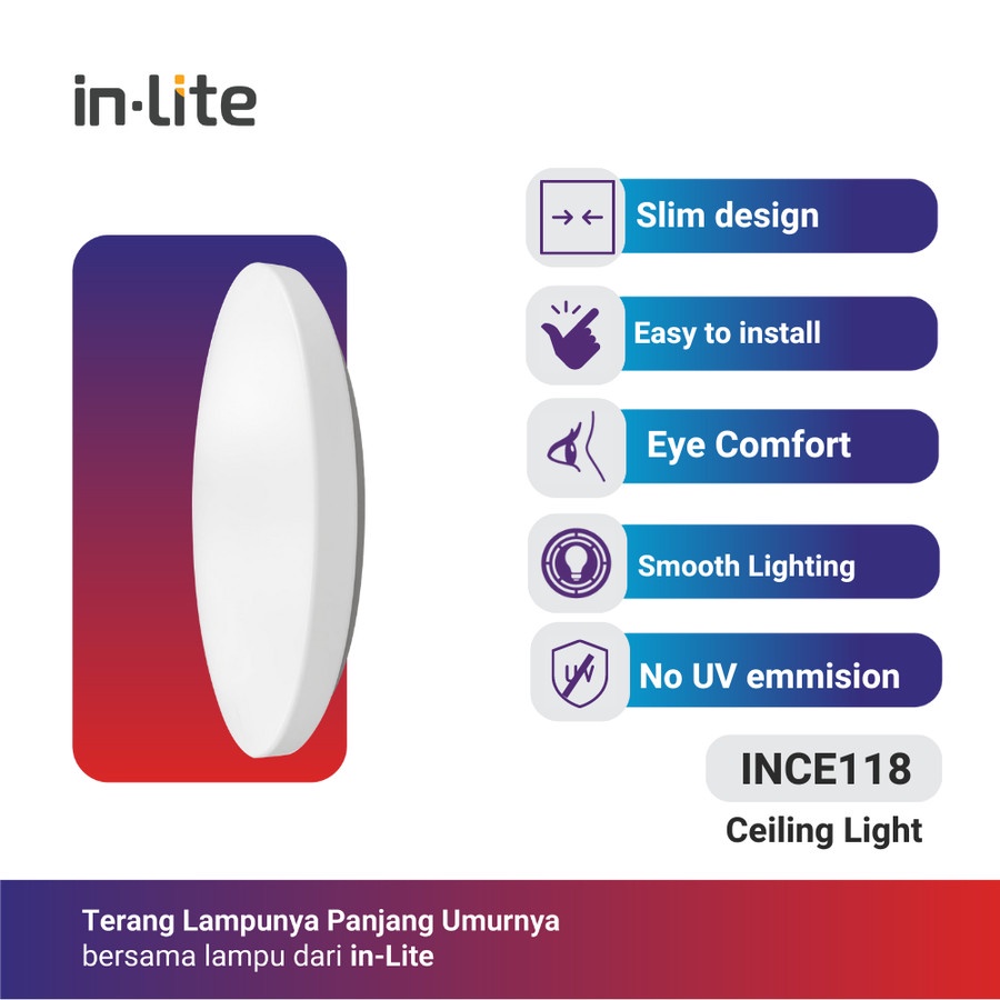 Lampu Inlite LED Baret Ceiling Light Series 24 Watt INCE118 - Switch Tuneable / 3 Warna