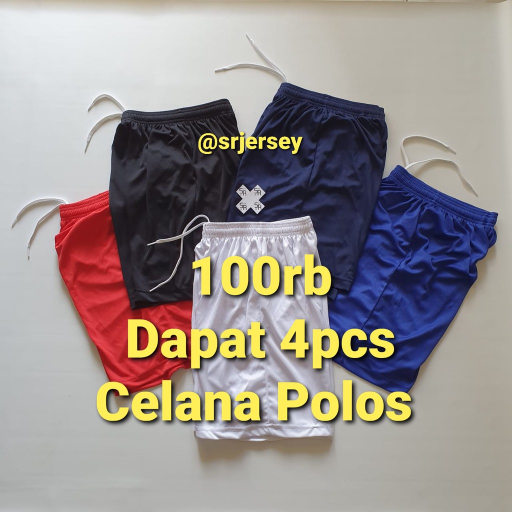 100rb dpt 4pcs celana polos kolor pendek olahraga sport 