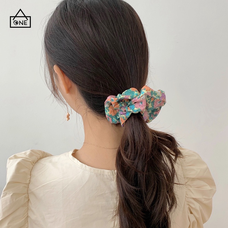 Ready stock COD Korea  Ikat Rambut Wanita Scrunchie Bunga Tali Aksesoris Karet Rambut A one