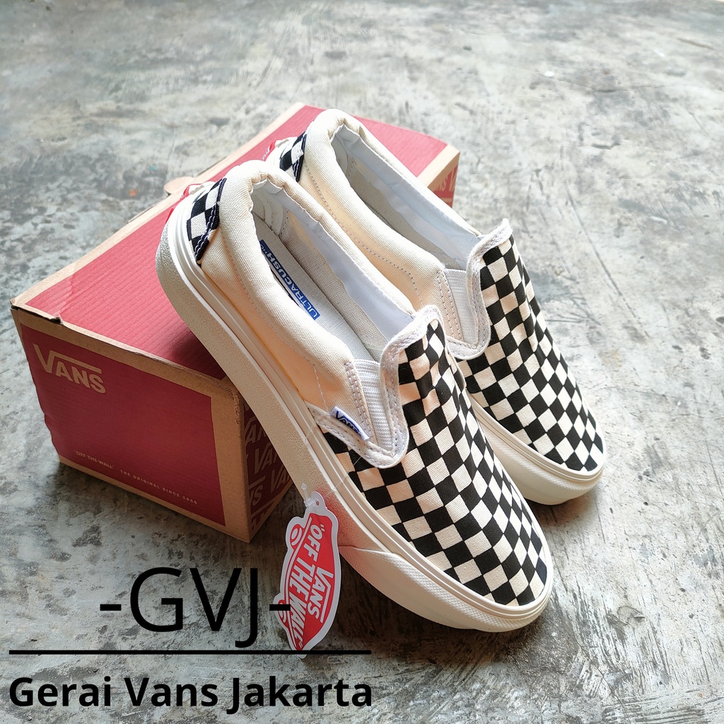(BISA GRAB) VANS SLIP ON OG CHECKERBOARD BLACK WHITE WAFFLE DT PREMIUM BNIB | VANS SLIP ON ORIGINAL-1