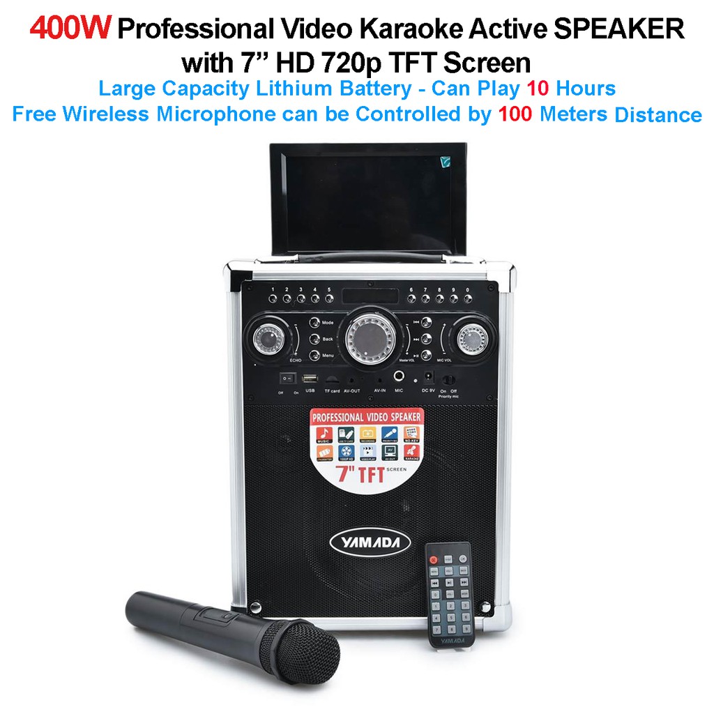 YAMADA Portable Speaker Aktif Video Display Karaoke with Wireless Mic/Microphone DM-T6/DM-T 6