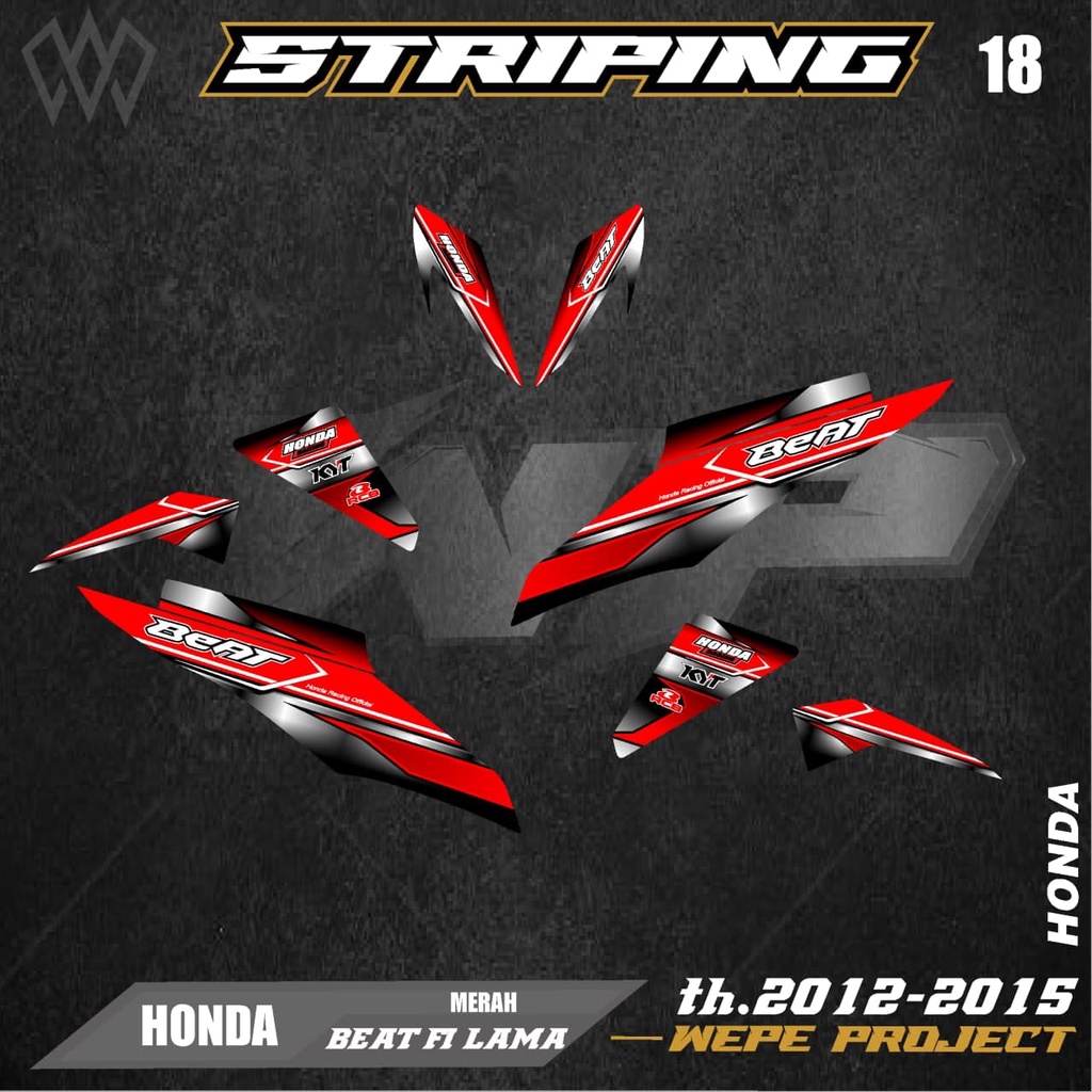 Stiker Striping Motor Beat Fi 2013 2014 2015 - Striping Sticker Variasi Lis Skotlet Motor Honda Beat