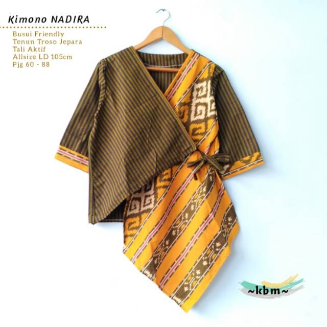 Kimono tenun troso mix lurik dan kimono nadira tenun.