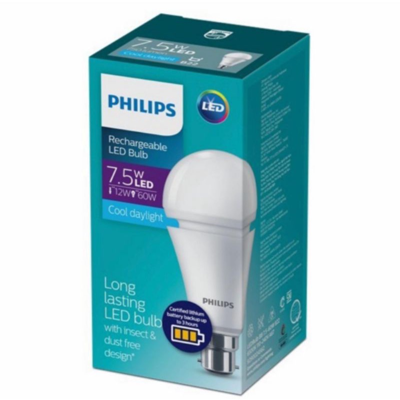 lampu bohlam led emergency Philips 7,5 watt 7 watt rechargeable led bulb philips emergency e27 7w