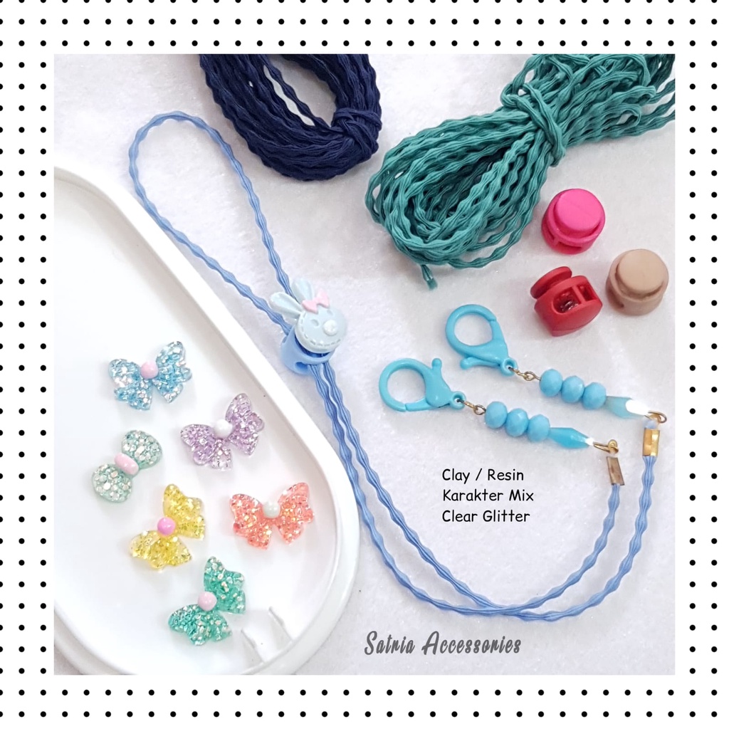Resin Clear Glitter/Clay Karakter/Bahan Stopper/Bahan Jepit/Bahan Accessories