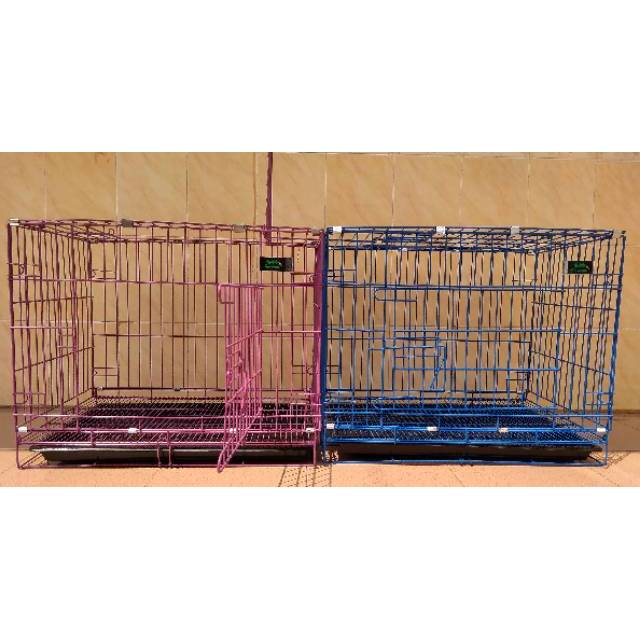 Kandang kucing anjing kelinci lipat besi tebal size L 60x42X55  (Kode:02NR)