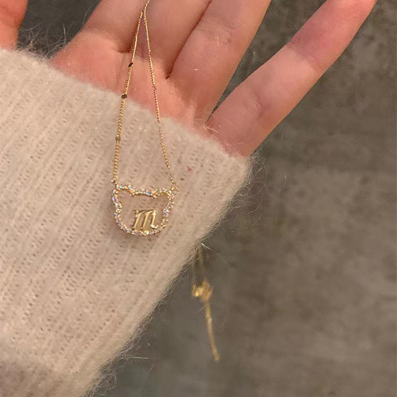 COD⭐ Korea Kalung Liontin Emas Beruang Kecil Kalung kupu-kupu Liar Kalung Sederhana Necklace Chain Hadiah Aksesoris Perhiasan Fashion