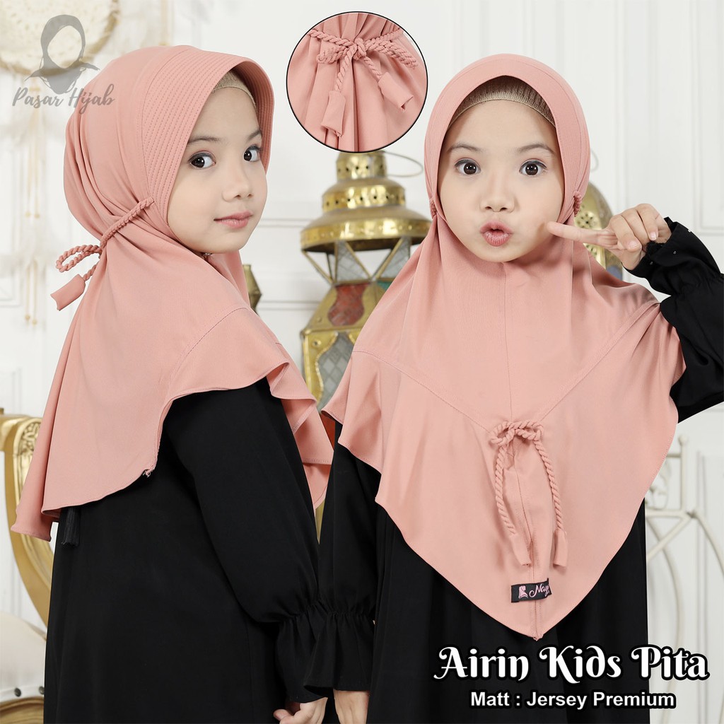 Kerudung Anak Tali Kepang AIRIN KIDS PITA Hijab Anak Bahan Jersey Airis Terbaru Pasar Hijab