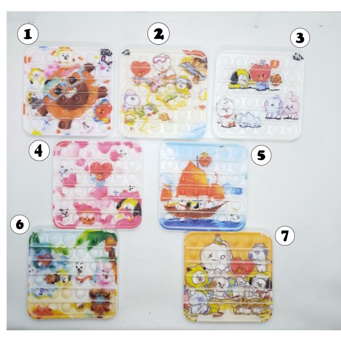 PUSH BUBBLE FIDGET SENSORY TOYS POP IT SQUARE - RAINBOW LOVE MEDIUM - Kotak Print BTS terbaru