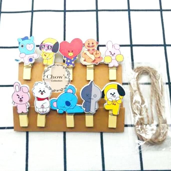 

Jepitan Foto Klip Kayu / Wooden Photo Clip BT21 Tata Cooky Chimmy chowp11 Murah