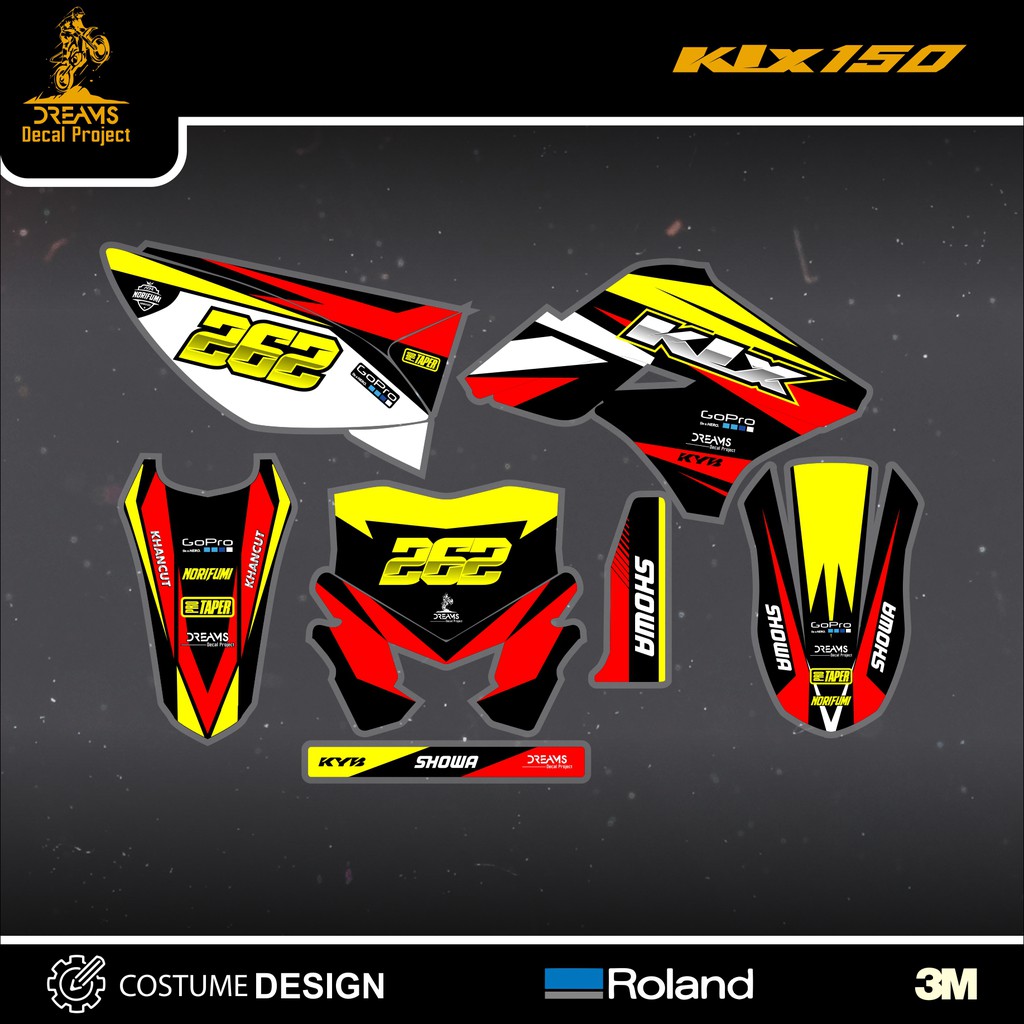 Decal KLX 150 OLD Hitam Kuning