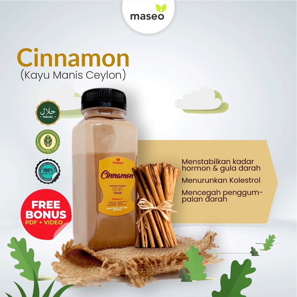 Maseo Cinnamon Kayu Manis Ceylon Bubuk Herbal 120gr Diabetes Darah Kental Turun Nafsu Makan Indonesia