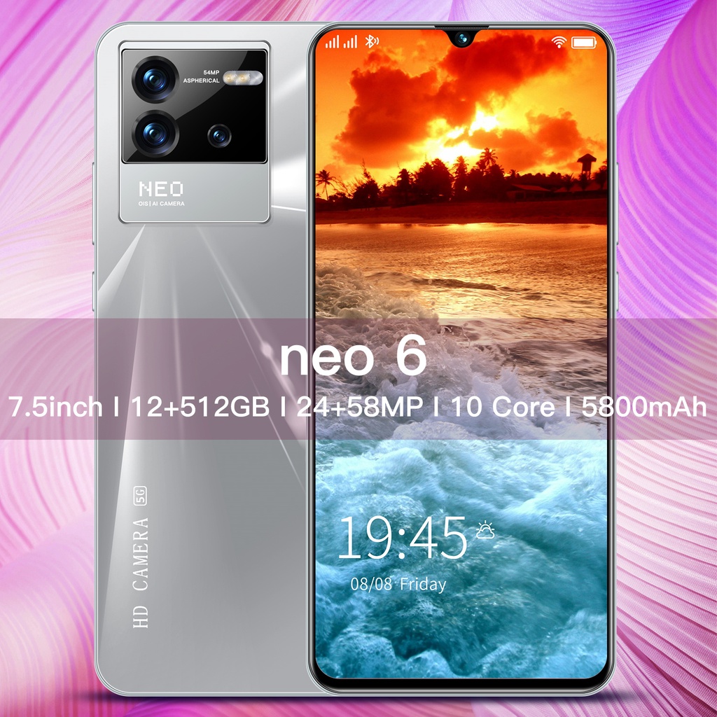 【COD+Pengiriman lokal】Neo6 Pro 5G 7.5Inci Full Screen RAM 12GB ROM 512GB HandPhone Android Handphone Murah Promo Cuci Gudang Kamera HD Google Player Telepon Bluetooth