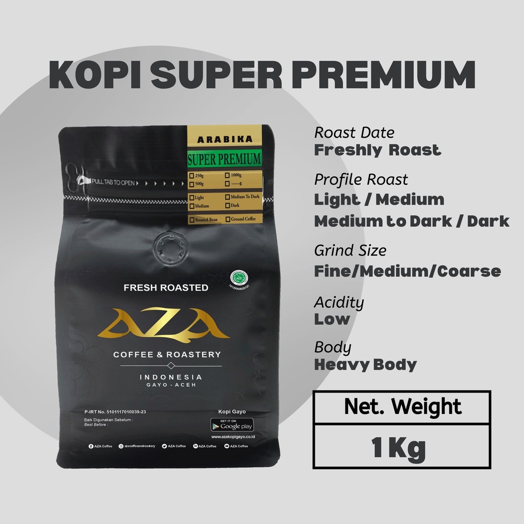 

AZA Coffee-Kopi Premium Arabika Gayo Aceh 1Kg Kualitas Ekspor