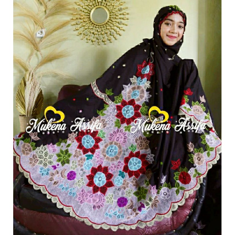 MUKENA HITAM BORDIR KERANCANG PADANG