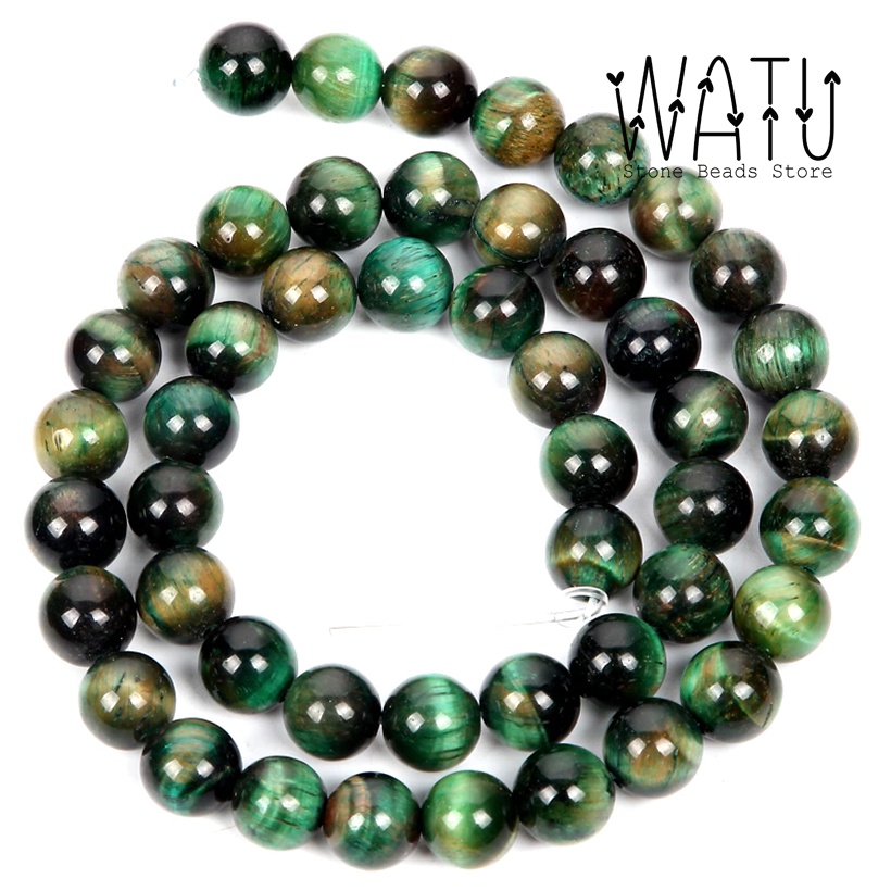 Green Tiger Eyes Natural Stone Round Beads