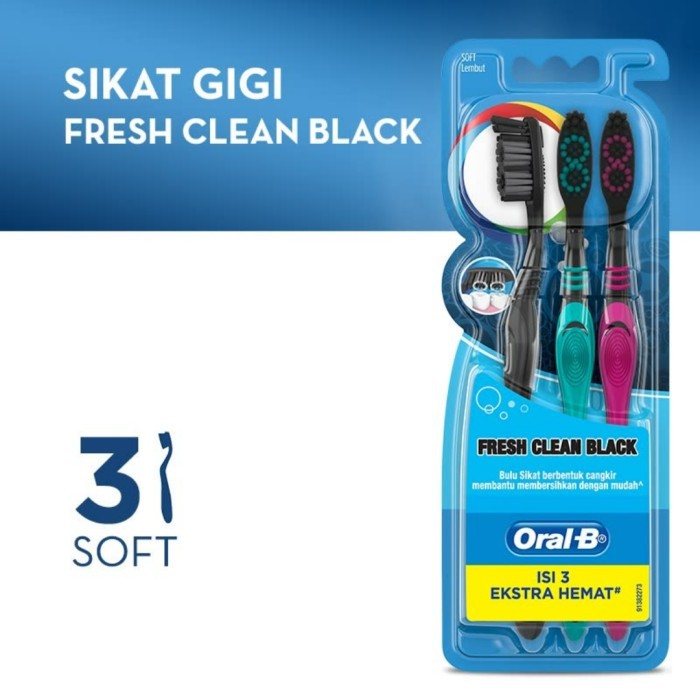 Oral B Sikat Gigi Fresh Clean Black 3's Oral-B
