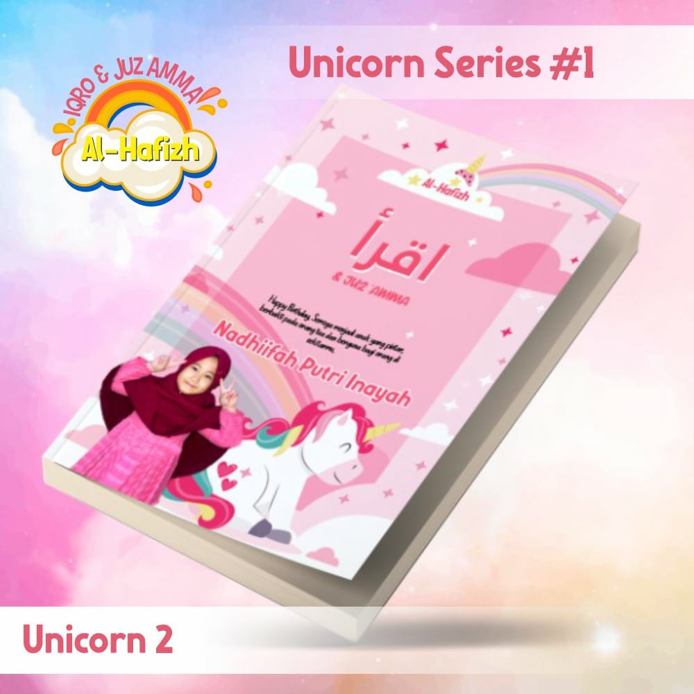 Buku Iqra Iqro Hard cover Anak Balita Terjemah Lengkap Gratis  Custom Nama Dan Foto-UNICORN 2