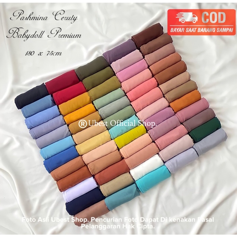 Pashmina Ceruty Babydoll Premium / 180 x 75cm / Pashmina Ceruty / Hijab Pashmina