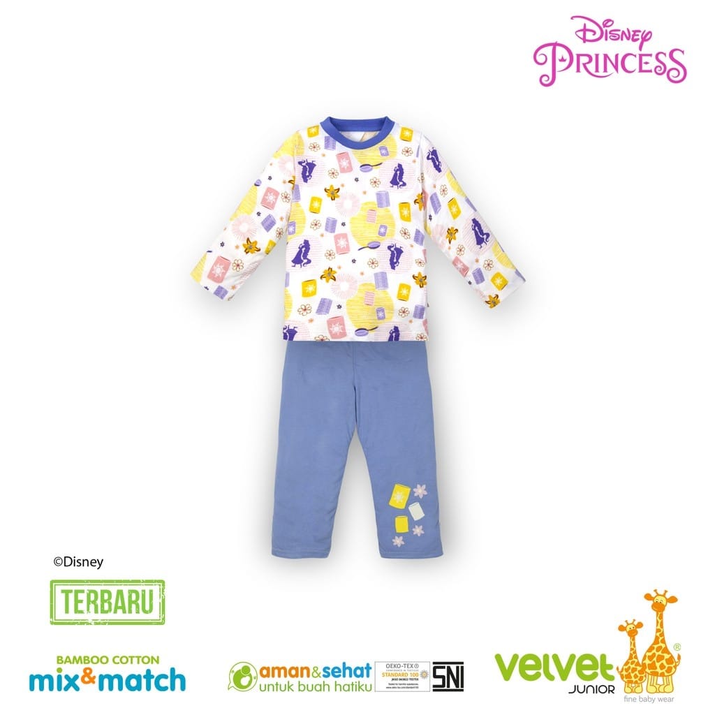 Velvet Junior Bamboo Cotton Mix&amp;Match stelan Panjang (Per 2 pcs) - Girl Series Rapunzel