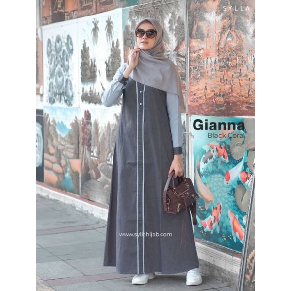 Gamis Gianna Black Coral By Sylla Shopee Indonesia
