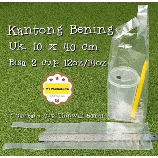 Kantong plastik BENING PE TEBAL 10x40 cm (2cup atau 1botol) - isi 25pcs DIAMOND