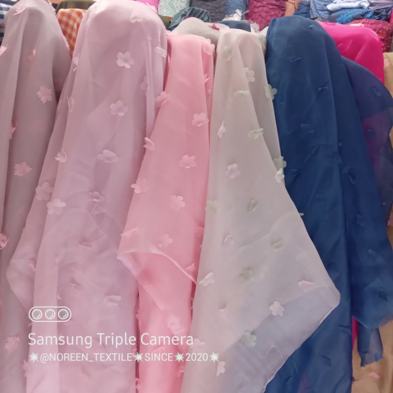 HARGA/0,5 M | BAHAN ORGANZA MOTIF MEWAH / BAHAN ORGANZA PREMIUM MOTIF  KAIN ORGANZA 3D MOTIF TIMBNUL