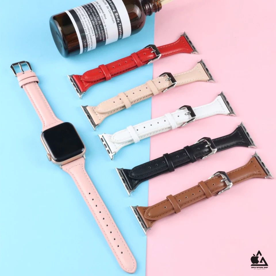 Tali Strap Slim Leather Apple Watch 38mm 40mm 41mm Series 1 2 3 4 5 6 7 SE 2 Tali iWatch Kulit Sport Band Hand Strap