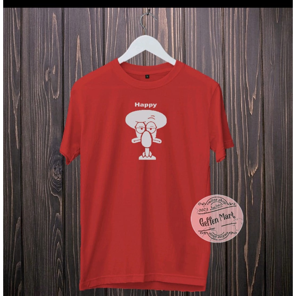 Kaos Distro Motif Squid Ward / Baju Kaos Distro Oblong Pria Dan Wanita Murah / Atasan Pria Wanita Polos Keren