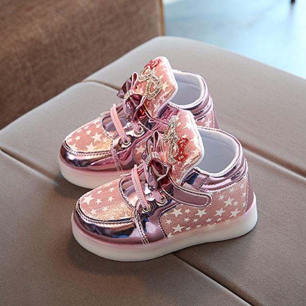 BJS888 - GOLD/PINK - Sepatu Sneakers Anak Cantik SEPATU PESTA SNEAKERS BLINK TALI MOTIF STAR BINTANG FASHION IMPORT TERMURAH TERLARIS TERBARU BAGSTORE JAKARTA JSK888