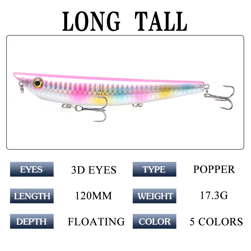 1pc Umpan Pancing Apung Bentuk Ikan 12cm / 17.3g Dengan Kail Untuk Ikan Bass Laut