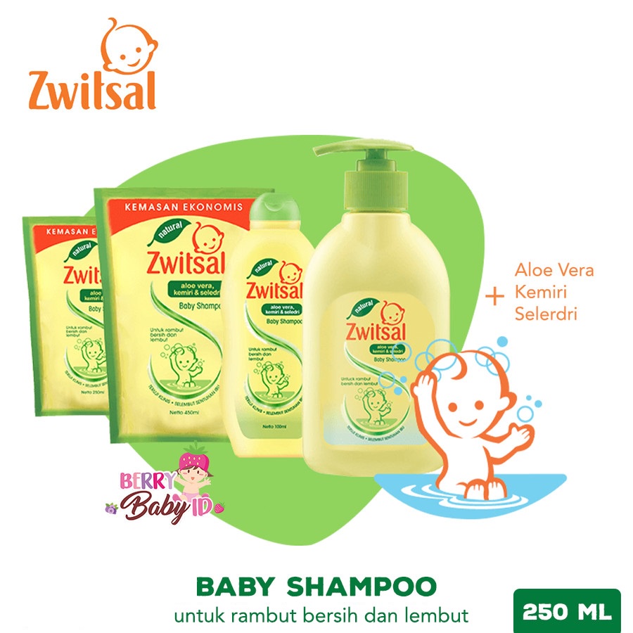 Zwitsal Natural Baby Shampoo Bayi Anak Hypoallergenic Refill 250ml Berry Mart