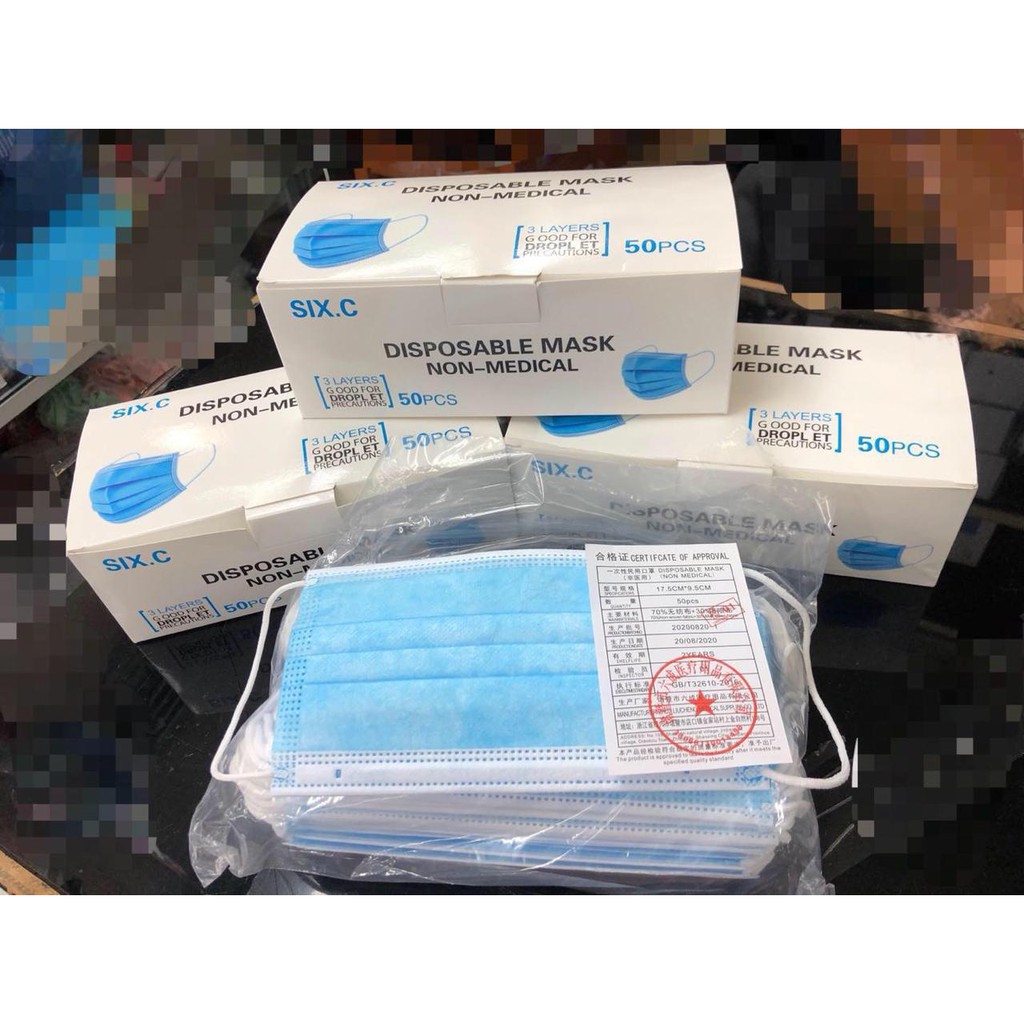 Masker 3 ply isi 50/BOX disposable surgical mask masker bedah Earloop bersertikat CE,FDA