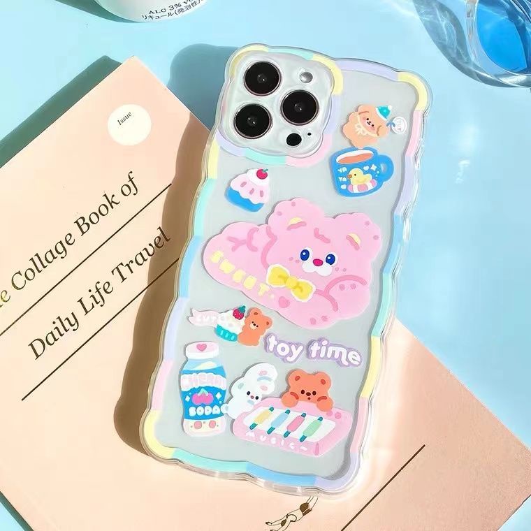 Soft Case Silikon TPU Transparan Motif Beruang Kopi Untuk Iphone 12 13 SE 6 6S 7 8 Plus X XS XR 11 Pro Max