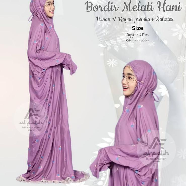 Langsung Beliii.. Mukena Terusan Dewasa bordir bunga melati mukenah lajuran mukena rayon