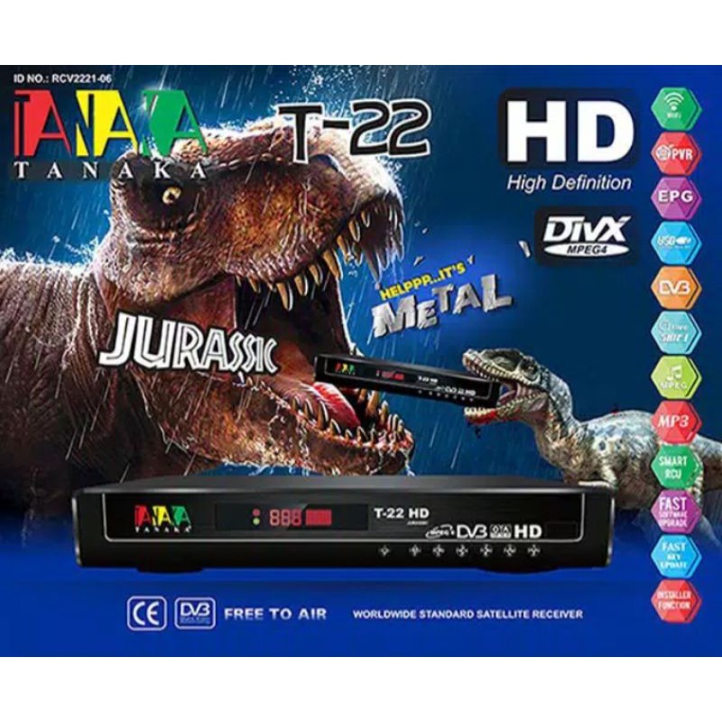 Receiver Parabola Tanaka T-22 Jurassic K5S Mpeg4 Full HD Suport USB Wifi Dongle