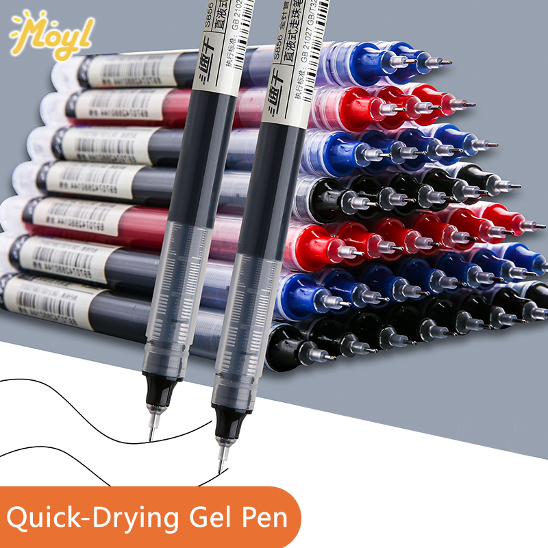 [Ready Stock] 0.5mm Black/Red/Blue Straight Liquid Quick-Drying Gel Pen Office Signature Pen