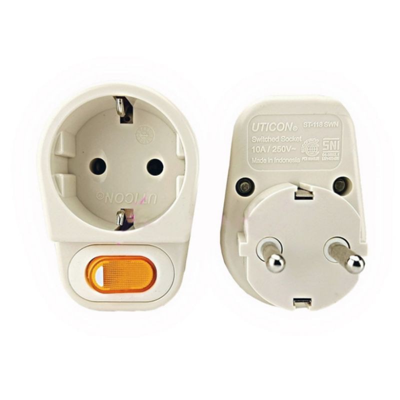 Uticon Stop Kontak Arde + Switch + Steker Colokan ST118SW ST-118SW