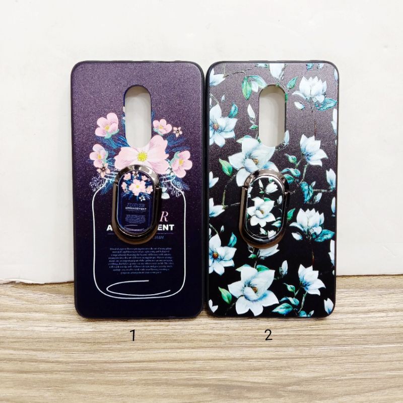 Casing case motif bunga plus ringstand Xiaomi Redmi Note 4/Note 4x