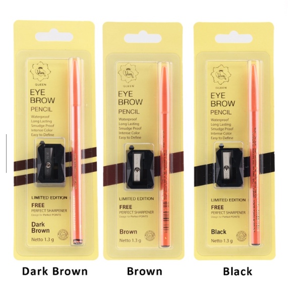 Viva Queen Eye Brow Pencil LIMITED EDITION (dilengkapi dengan RAUTAN HIGH QUALITY) - tersedia 3 varian warna