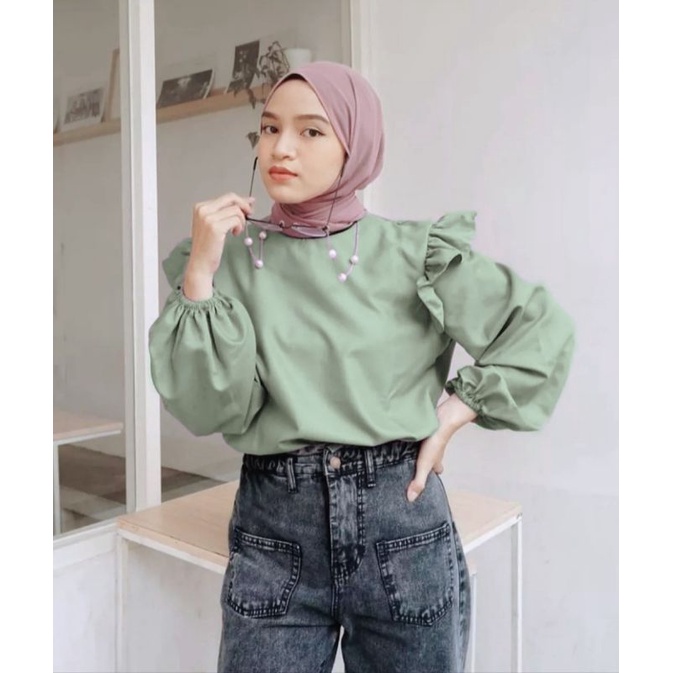 Hasby blouse Atasan wanita terbaru  Iner polos bahan crinkle